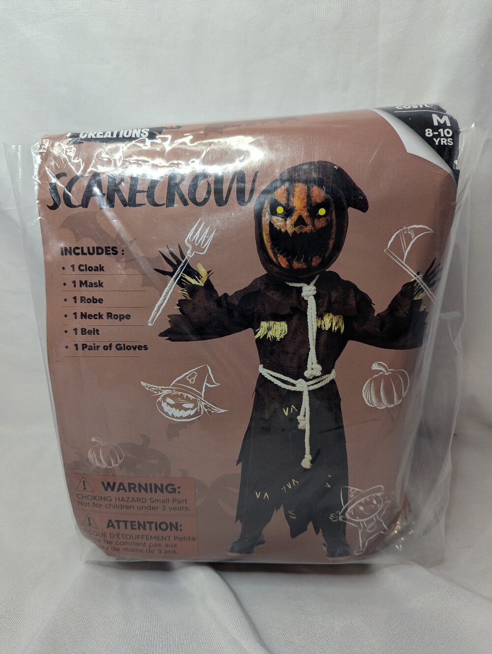 Spooktacular Creations Scary Scarecrow Costume Kids Size M 8-10 Years Old - NEW